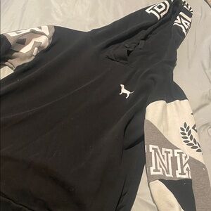 PINK Victoria's Secret Black Hoodie with White Logo